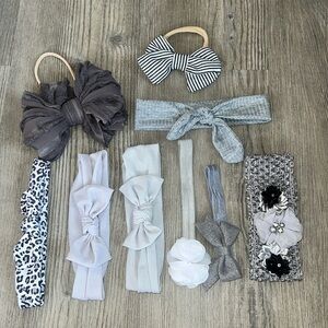 GREY hair band, hair bow, head wrap, lot for babygirl